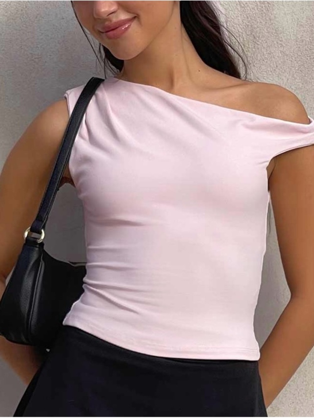 Princess Polly One-Shoulder Pale Pink Tank Top